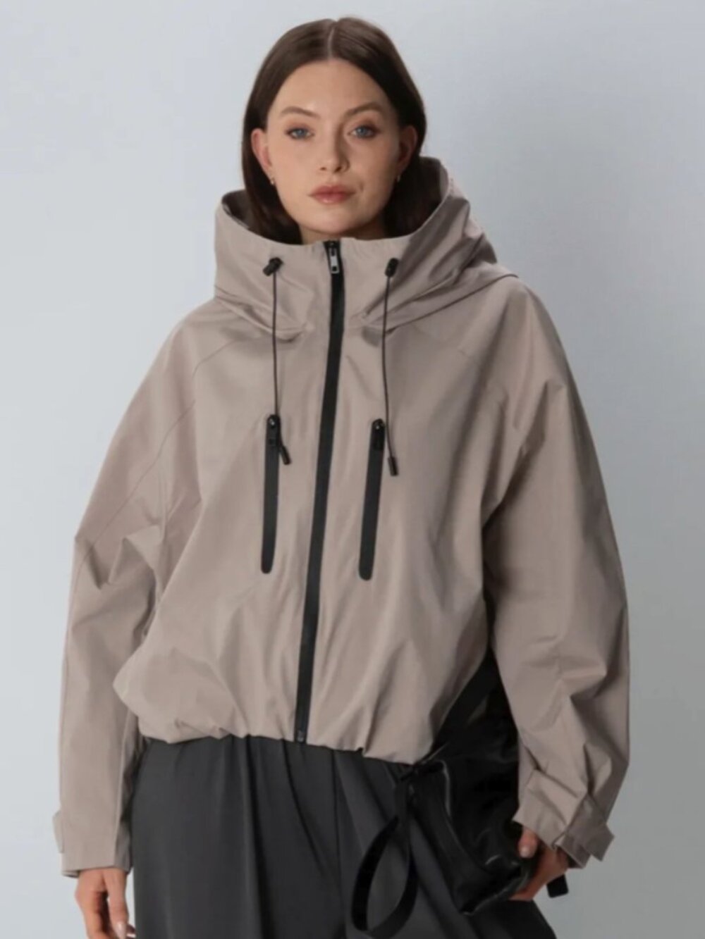NWT Puffit London Oversized Rain Jacket in Taupe